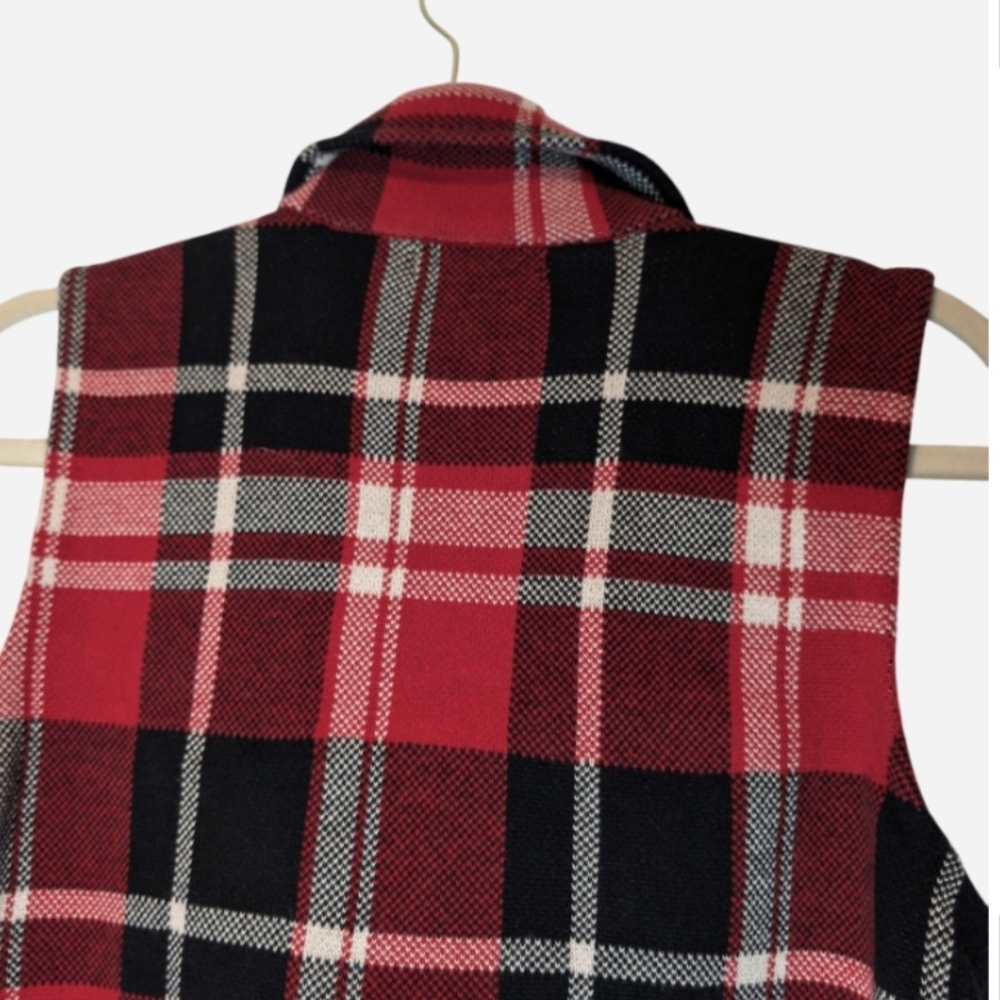 Pre-owned Chaps Red Plaid Sleeveless Vest - Picture 6 of 9